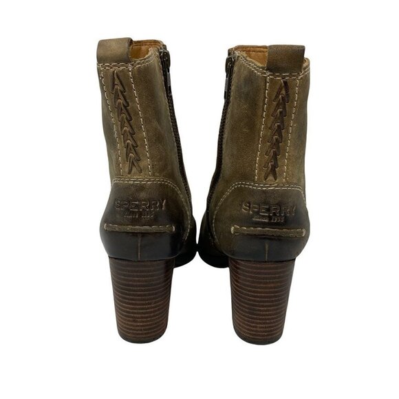 Sperry Top-Sider Womens Dasher Grace Ankle Booties Brown Leather Side Zipper 6 M - Picture 2 of 9